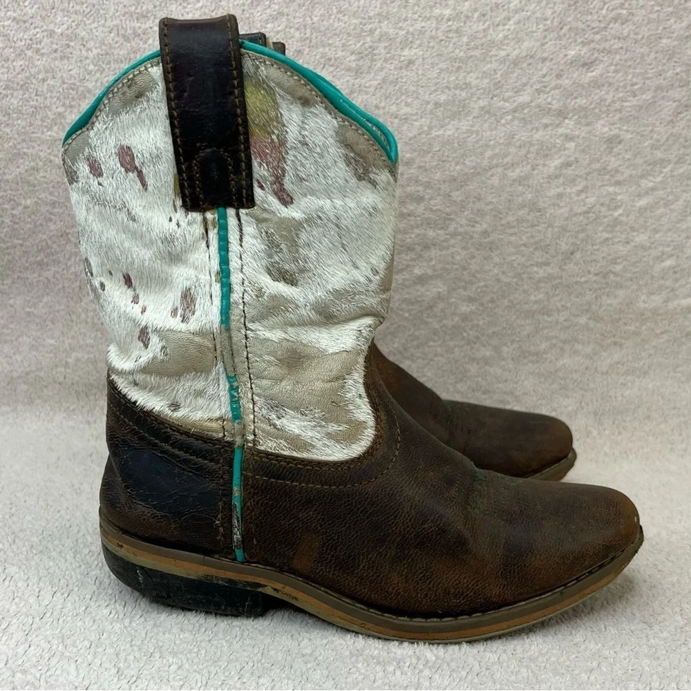 Dan Post Rumi Leather & Calf Hair Western Cowgirl Boots-Kids 13-Brown/Multicolor